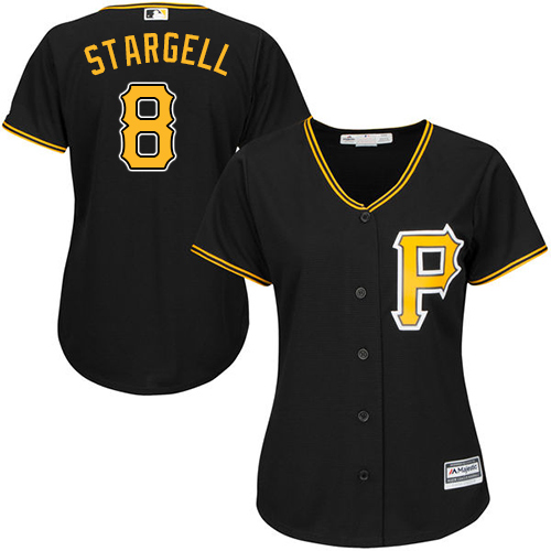 Pirates #8 Willie Stargell Black Alternate Women's Stitched MLB Jersey - Click Image to Close